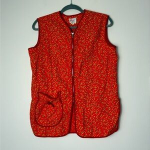 Vintage Red Floral Cotton Vest
